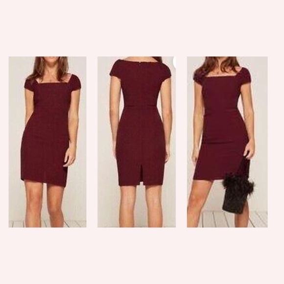 Reformation Orlando Dress Garnet Sz 10 EUC Off Shoulder - Picture 5 of 5